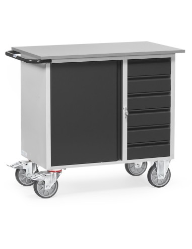 Fetra Werkstattwagen mit 1 Schrank, 6 Schubladen, Grey Edition,