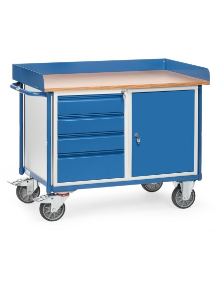 Fetra Werkstattwagen mit Umrandung, 1 Schrank und 4 Schubladen