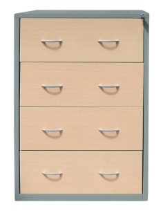 Wolfstahl Hängeregistraturschrank doppelbahnig 4 Schubladen 76 x 62 x 132 cm silber-ahorn 2