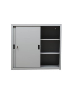 Wolfstahl Schiebetürenschrank Stahl 2 Fachböden lichtgrau 120 x 45 x 109 cm 2