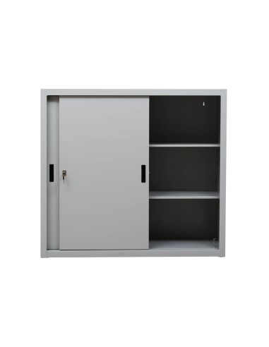 Wolfstahl Schiebetürenschrank Stahl 2 Fachböden lichtgrau 120 x 45 x 109 cm