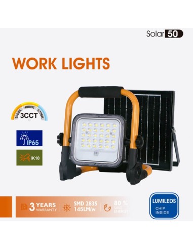 Tragbarer 50W Solar-LED-Flutlichtstrahler - 3CCT - Lumileds Chip IP65