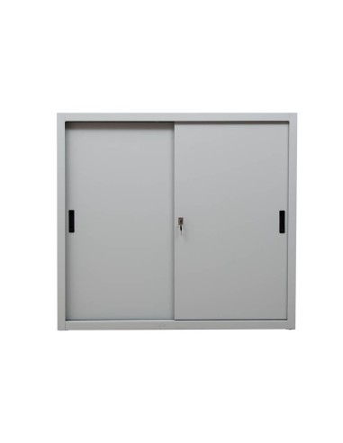 Wolfstahl Schiebetürenschrank Stahl 2 Fachböden lichtgrau 120 x 45 x 109 cm