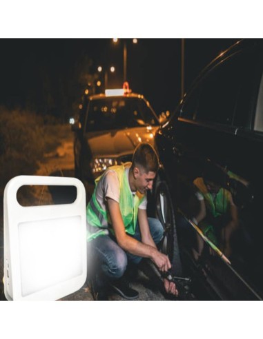 Tragbarer Solar-LED-Strahler - 4W - Powerbank + USB wiederaufladbar