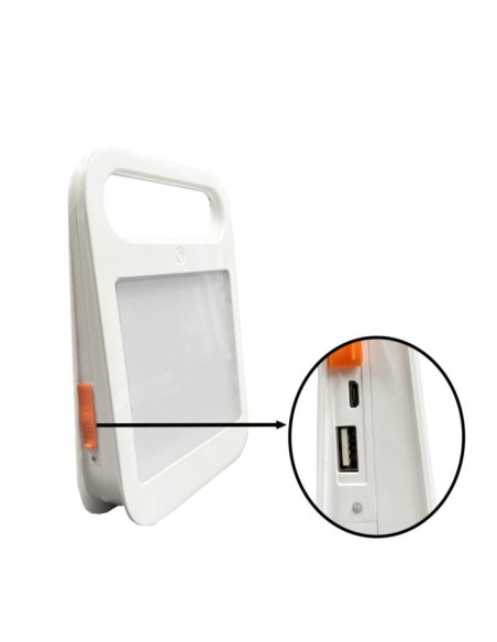 Tragbarer Solar-LED-Strahler - 4W - Powerbank + USB wiederaufladbar