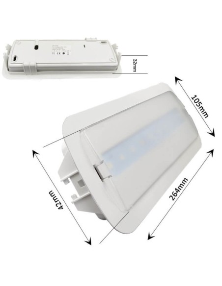 4W LED Notlicht Decke + Option - IP20 - 6500K