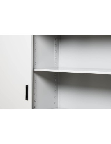 Wolfstahl Schiebetürenschrank Stahl 2 Fachböden lichtgrau 120 x 45 x 109 cm