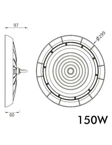 Industrielle LED-Hallenleuchte 150W UFO - NEW TITAN CCT - CHIP LUMILEDS SMD 2835