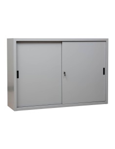 Wolfstahl Schiebetürenschrank Stahl 2 Fachböden lichtgrau 160 x 45 x 109 cm