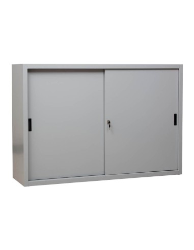 Wolfstahl Schiebetürenschrank Stahl 2 Fachböden lichtgrau 160 x 45 x 109 cm