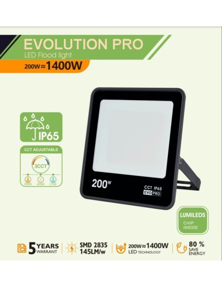 Aussen-LED-Strahler 200W - CCT - EVO PRO - Lumileds-Chip