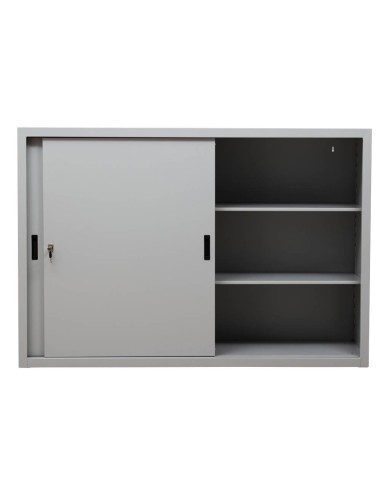 Wolfstahl Schiebetürenschrank Stahl 2 Fachböden lichtgrau 160 x 45 x 109 cm