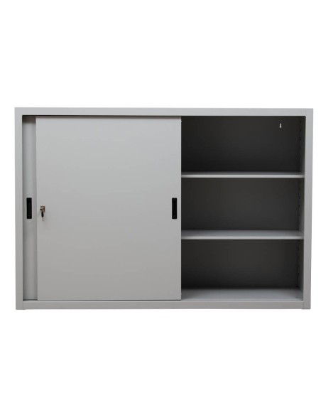 Wolfstahl Schiebetürenschrank Stahl 2 Fachböden lichtgrau 160 x 45 x 109 cm