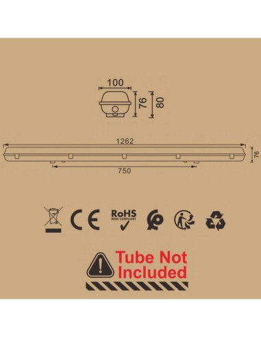LED Anzeige IP65 für zwei Rohre abgedichtet 120cm