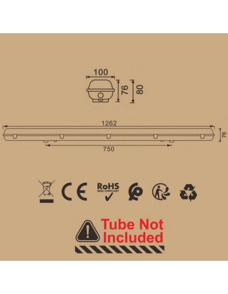 LED Anzeige IP65 für zwei Rohre abgedichtet 120cm