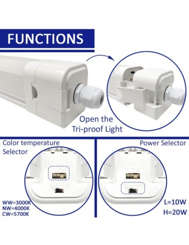 LED Feuchtraumleuchte Integrierten 20W-10W - SAMSUNG chipE - 3CCT - 60cm