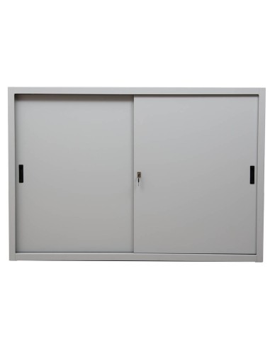 Wolfstahl Schiebetürenschrank Stahl 2 Fachböden lichtgrau 160 x 45 x 109 cm