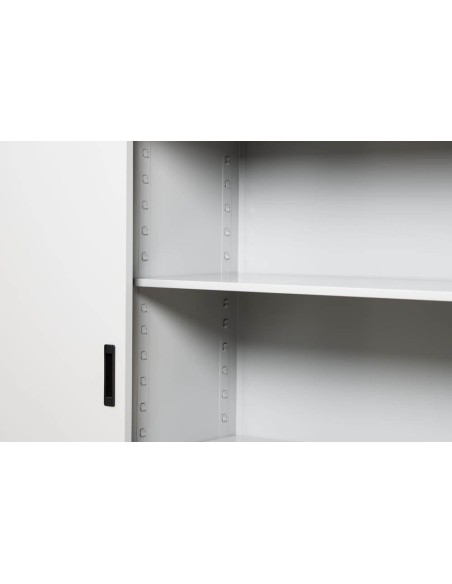 Wolfstahl Schiebetürenschrank Stahl 2 Fachböden lichtgrau 160 x 45 x 109 cm