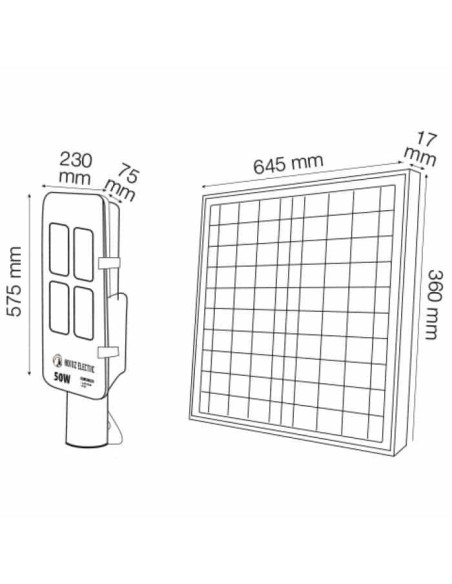 LED Solar Straßenlaterne LAGUNA-200 200W 6400K Schwarz