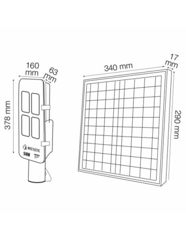LED Solar Straßenlaterne LAGUNA-50 50W 6400K Schwarz
