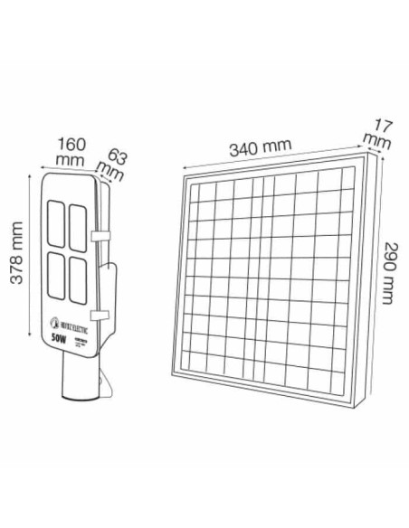 LED Solar Straßenlaterne LAGUNA-50 50W 6400K Schwarz