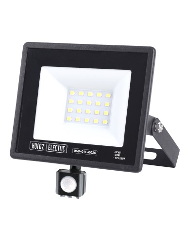 LED Flutlicht-Aussenstrahler mit PIR-Sensor LEON/S-20 20W 6400K IP65 Schwarz