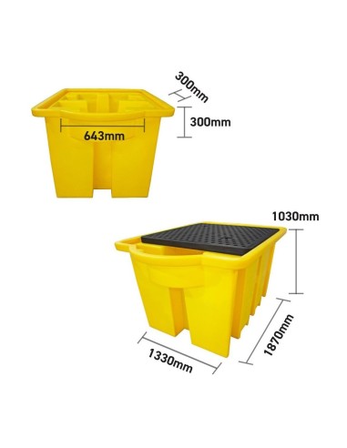 IBC-Auffangpalette inkl. Abfüllbereich & Gitterrost 1125L Wanne