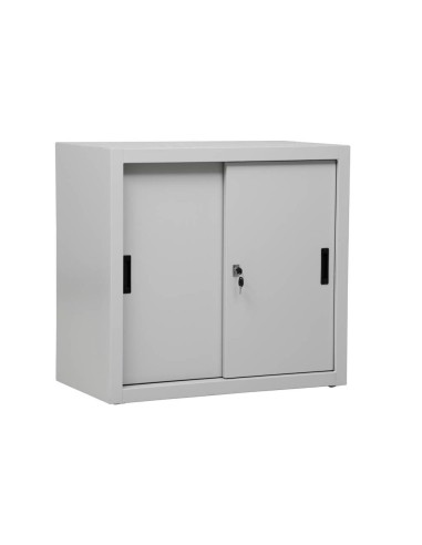 Wolfstahl Schiebetürenschrank Stahl 2 Fachböden lichtgrau 80 x 45 x 75 cm