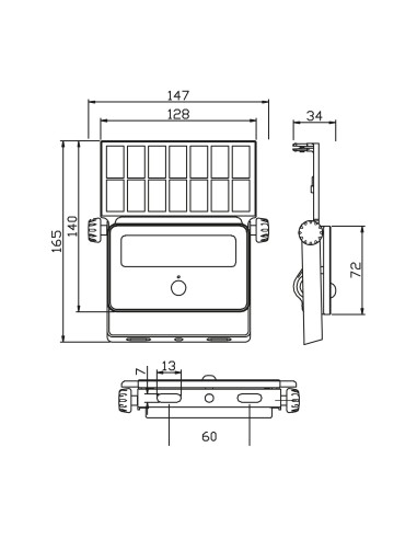 LED Faltbarer Solarprojektor mit PIR-Sensor SPIDER-16 16W 6400K
