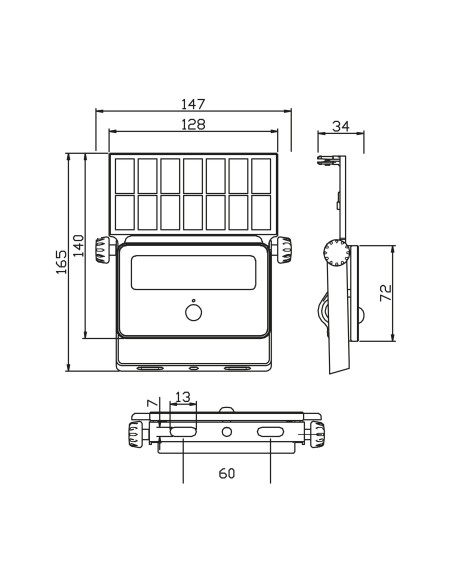 LED Faltbarer Solarprojektor mit PIR-Sensor SPIDER-16 16W 6400K