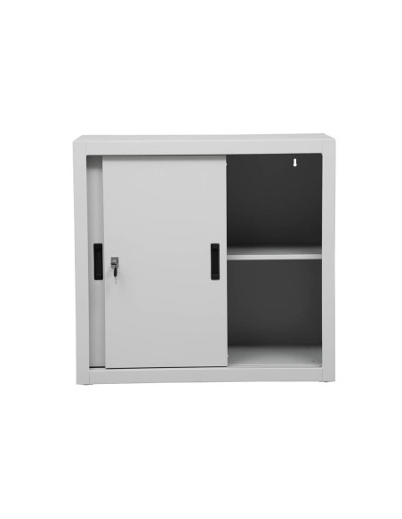 Wolfstahl Schiebetürenschrank Stahl 2 Fachböden lichtgrau 80 x 45 x 75 cm