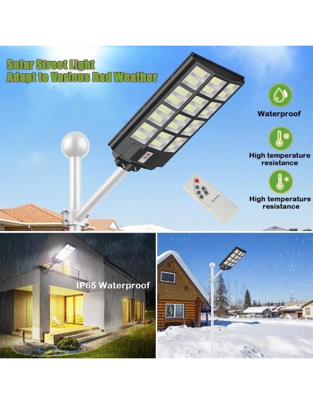 LED Solar Straßenlaterne GRAND/XL-900 900W 6400K Schwarz IP65