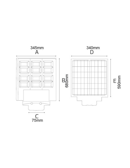 LED Solar Straßenlaterne GRAND/XL-1200 1200W 6400K Schwarz IP65
