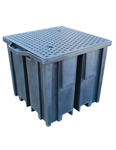 Recycling-IBC-Auffangpalette Gitterrost 1150L Wanne für Vierwegestapler