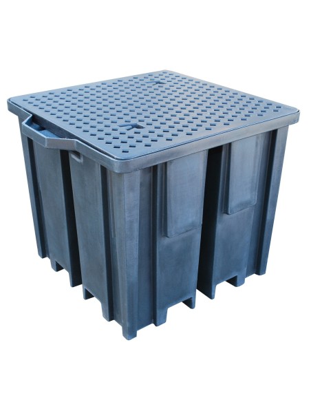 Recycling-IBC-Auffangpalette Gitterrost 1150L Wanne für Vierwegestapler