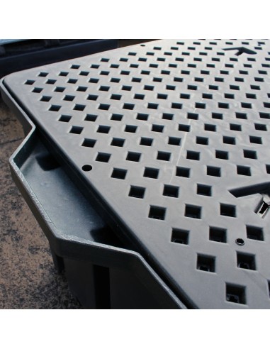 Recycling-IBC-Auffangpalette Gitterrost 1150L Wanne für Vierwegestapler
