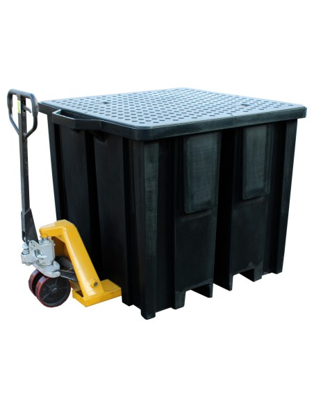 Recycling-IBC-Auffangpalette Gitterrost 1150L Wanne für Vierwegestapler