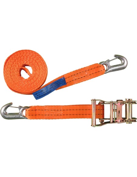 2-teilig Zurrgurt 2000kg / 6m - 35mm Ratsche mit Druckratsche und Sicherungshaken
