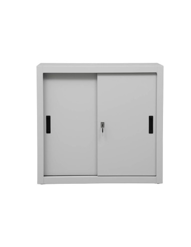 Wolfstahl Schiebetürenschrank Stahl 2 Fachböden lichtgrau 80 x 45 x 75 cm