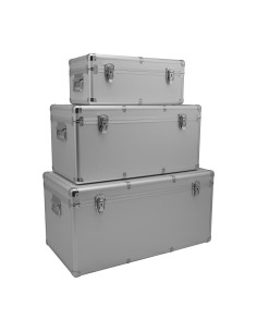 3er Set Alu Rahmenkoffer 19 - 54 - 82 Liter Transportbox Werkzeugkoffer