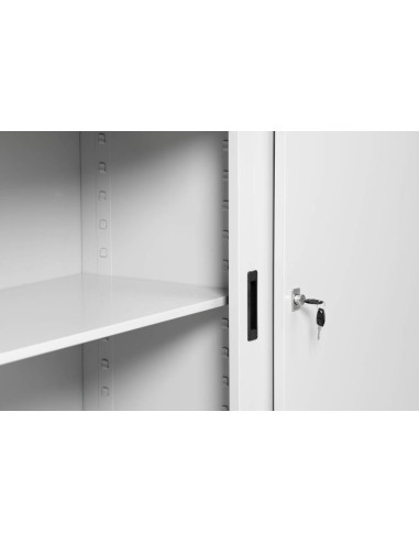 Wolfstahl Schiebetürenschrank Stahl 2 Fachböden lichtgrau 80 x 45 x 75 cm