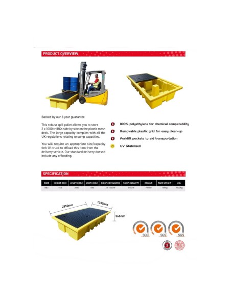 Doppel-IBC Weichabgedeckte Auffangpalette 1140L Wanne