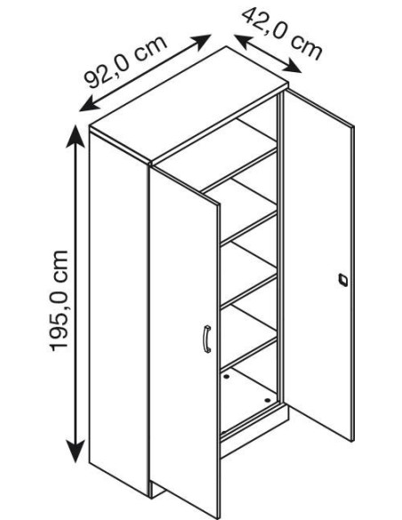 Wolfstahl Büro Stahlschrank - Aktenschrank Tiefschwarz abschliessbar 92x42x195cm, aufgebaut