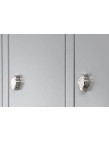 Wolfstahl Garderobenschrank Kleiderspind 2 Schliessfächer Drehriegelverschluss Lichtgrau - Feuerrot - Enzianblau