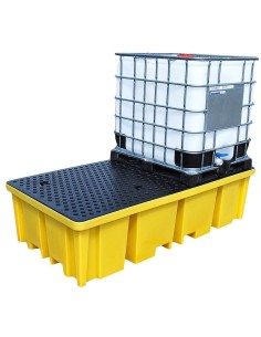 Doppel-IBC-Auffangpalette inkl. Gitterrost 1150L Wanne für Vierwegestapler