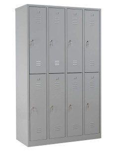 Wolfstahl Garderobenschrank Kleiderspind 8 Schliessfächer Zylinderschloss Lichtgrau - Feuerrot - Enzianblau 2