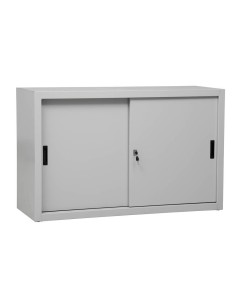 Wolfstahl Schiebetürenschrank Stahl 2 Fachböden lichtgrau 120 x 45 x 75 cm