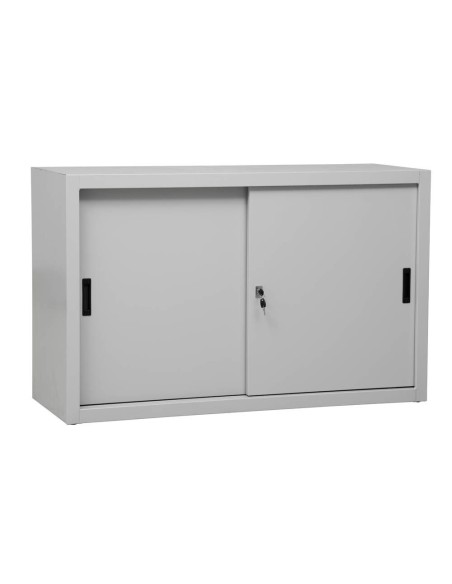 Wolfstahl Schiebetürenschrank Stahl 2 Fachböden lichtgrau 120 x 45 x 75 cm