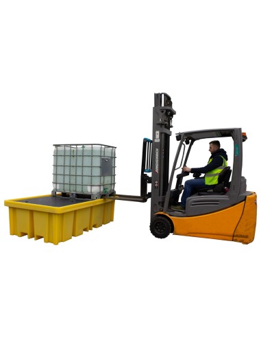 Doppel-IBC-Auffangpalette inkl. Gitterrost 1150L Wanne für Vierwegestapler