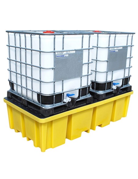 Doppel-IBC-Auffangpalette inkl. Gitterrost 1150L Wanne für Vierwegestapler